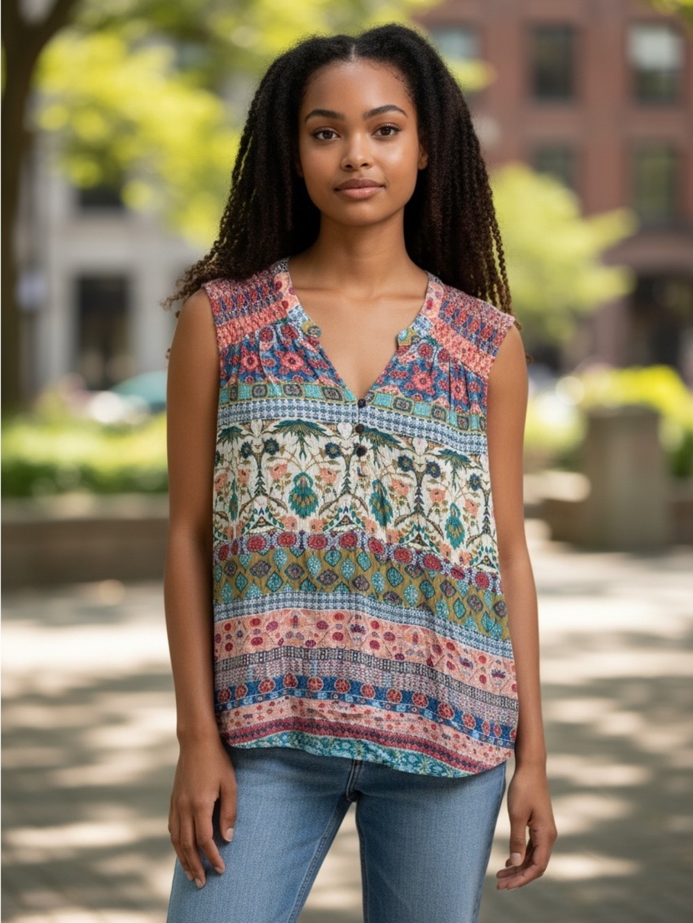 One World Embroidered Sleeveless Top